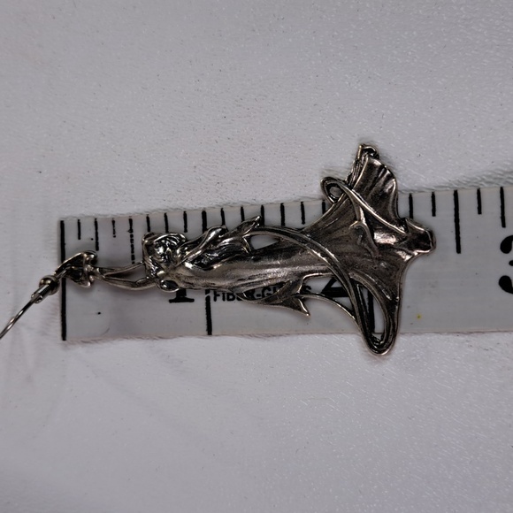 Sterling Silver Art Nouveau Lady Dangle Earrings - Picture 9 of 12